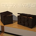 Antique European Style Trunks 3D Model With Vintage Wooden Design And Details