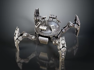 Detailed Mechanical Spider Robot With Multiple Metal Legs And Robotic Body 3d model