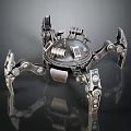 Detailed Mechanical Spider Robot With Multiple Metal Legs And Robotic Body