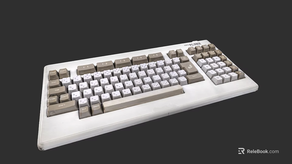 Stylish Keychron Full Size Mechanical Keyboard With Gray White Keycaps 3d model 