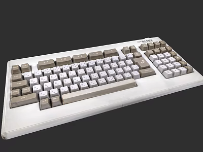 Stylish Keychron Full Size Mechanical Keyboard With Gray White Keycaps 3d model