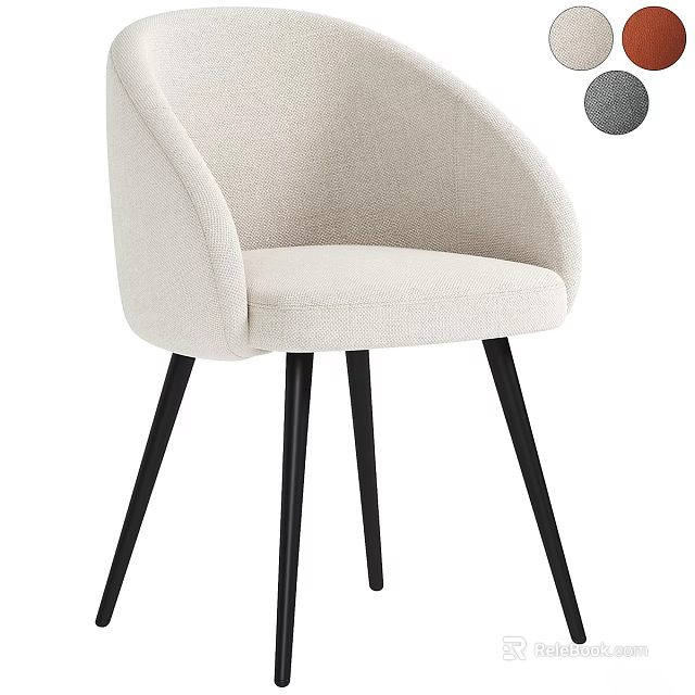 Stylish Beige Upholstered Armchair With Modern Design And Black Legs 3d model 