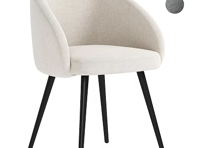 Stylish Beige Upholstered Armchair With Modern Design And Black Legs 3d model