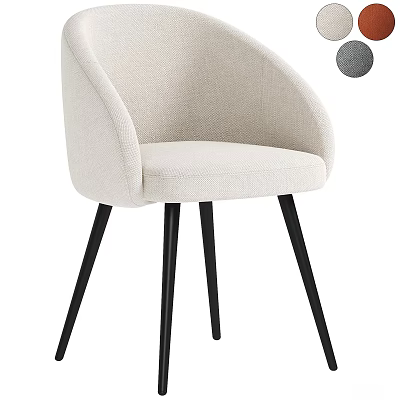 Stylish Beige Upholstered Armchair With Modern Design And Black Legs 3d model