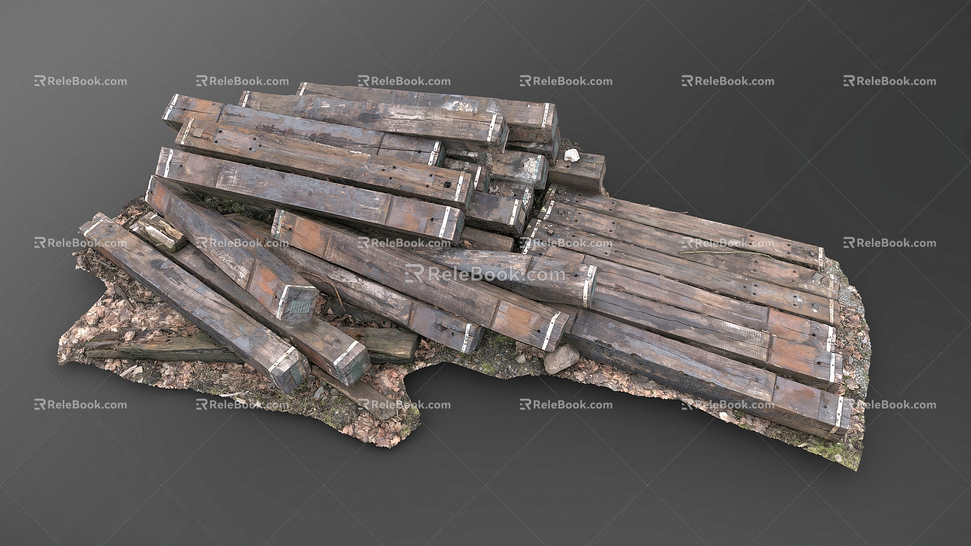 Old Railway Sleeper Wood Pillow 3d model