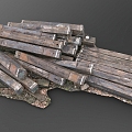 Old Railway Sleeper Wood Pillow 3d model