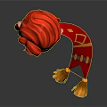 Red Haired Animated Game Movie Character In Red Outfit With Decorative Scarf And Stylish Design