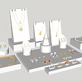 Modern White Jewelry Display Shelves Showcasing Necklaces Earrings Bracelets And Rings