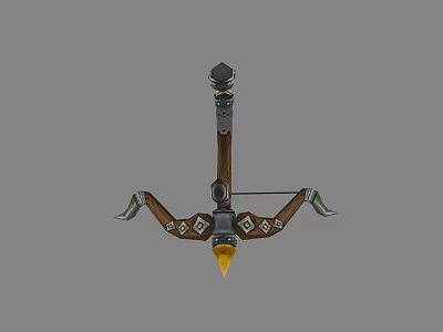 Traditional Crossbow Weapon With Wooden Metal Structure And Conical Arrowhead Design 3d model