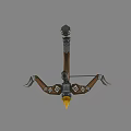 Traditional Crossbow Weapon With Wooden Metal Structure And Conical Arrowhead Design
