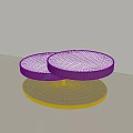 Modern Minimalist Coffee Table With Two Round Light Wood Tops And Dark Base