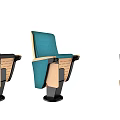 Modern Public Chairs With Wooden Armrests Black Teal Colors And Perforated Backrest