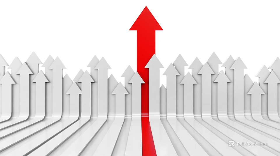 Leading Business Equipment Showing Upward Growth Trend Among Industry Arrows 3d model 