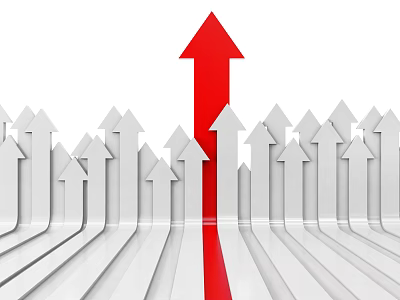 Leading Business Equipment Showing Upward Growth Trend Among Industry Arrows 3d model