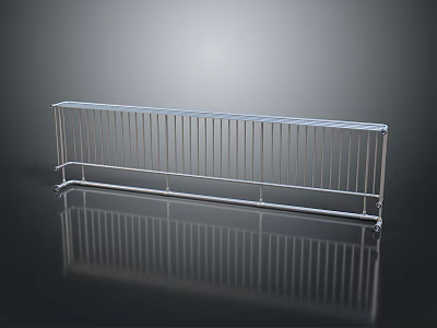 Modern Silver Metal Fence With Vertical Bars Sleek Structure And Reflective Surface 3d model