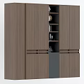 Modern Dark Brown Wooden Bookcase With Open Shelves And Closed Cabinets