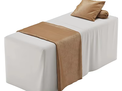 Cozy Single Bed with White Bed Sheet Brown Blanket and Pillow 3d model