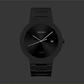 Sleek Black Watch With Blue Metal Strap Round Dial And Date