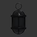 Black Decorative Octagonal Lantern With Metal Frame Glass Panels And Hanging Ring