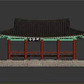 Traditional Chinese Pavilion With Red Pillars And Black Tiled Roof On Stone Platform
