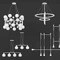 Modern Chandelier Designs With Spherical Bulbs Circular Frames And Metal Structures 3d model