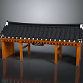 Classic Traditional Chinese Pavilion Model Featuring Wooden Frame Black Tiled Roof And White Edge Decorations