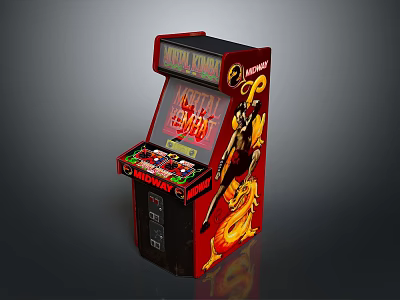 Red Dragon Fist Electronic Arcade Machine With Retro Design And Dragon Graphics 3d model