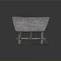 Rustic Thatched Roof Shelter With Wooden Frame And Green Grass Base