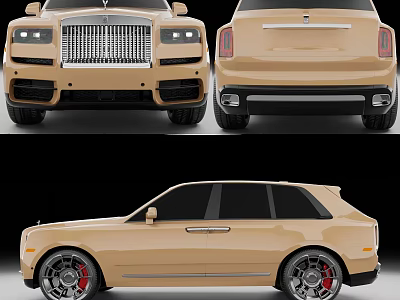 Elegant Beige SUV Car Exterior With Front Grille Alloy Wheels And Red Brake Calipers 3d model