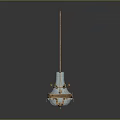 Chandelier Lighting Combination with Golden Metal Frame Transparent Crystal Pendants and Decorative Spheres