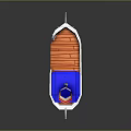 Colorful Cartoon Style Model Ship With Red Blue White Hull And Orange Deck