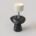 Modern Black Marble Coffee Table With White Veins Topped With Table Lamp 3d model