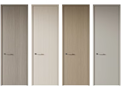 Modern Interior Hinged Doors in Various Wooden Textures and Simple Styles 3d model