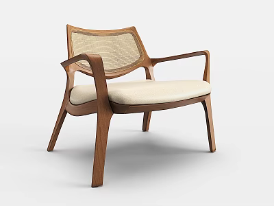 Modern Accent Chair with Wooden Frame Mesh Backrest Padded Seat and Minimalist Design 3d model