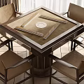 Modern Square Wooden Entertainment Table With Four Chairs And Game Components