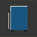Modern Blue Storage Cabinet Furniture With Metal Trim And Label