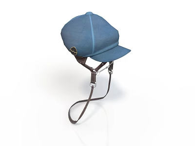 Realistic Style Riding Hat Riding Hat Leather Riding Hat with Metal Buckle Equestrian Hat Blue Hat Clothes Realistic Cartoon 3d model