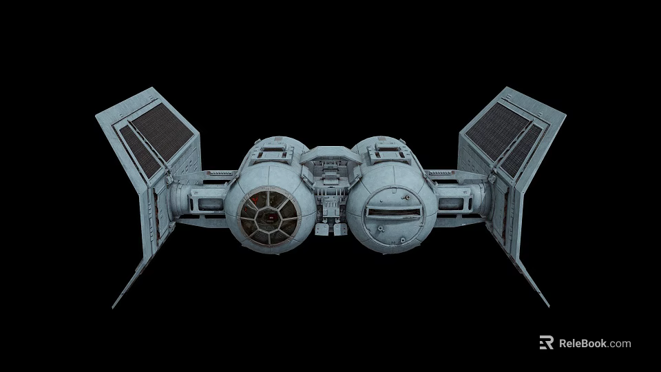 Detailed TIE Fighter Model With Twin Ion Engines And Angular Wings Design 3d model 