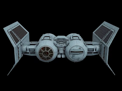 Detailed TIE Fighter Model With Twin Ion Engines And Angular Wings Design 3d model