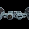 Detailed TIE Fighter Model With Twin Ion Engines And Angular Wings Design