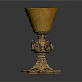 Elegant Golden Wine Bottle And Glass Set With Ornate Base And Gemstone Accents For Luxury