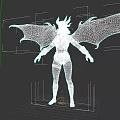 Woman With Bat Wings And Horns In Ornate Outfit With Body Markings