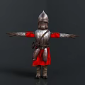 A Man In Silver Armor And Red Robe With Arms Outstretched On Gray Background