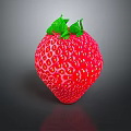 Fresh Red Strawberry With Green Leaves On Dark Background And Juicy Texture