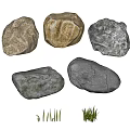 Varied Textured Natural Stones and Wood Elements for Outdoor Garden Decoration Projects