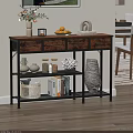 Stylish Storage Shelf With Wooden Top Drawers Metal Frame Books Basket And Vase