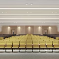 Modern Conference Room Interior With Rows Of Seats Ceiling Lighting And Sleek Walls
