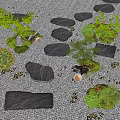Serene Zen Rock Garden With Stone Paths Moss Plants Lanterns And Fallen Leaves