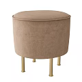 Modern Beige Velvet Ottoman With Gold Metal Legs For Living Room Decor