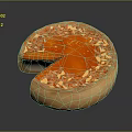 Orange Round Dessert Pie Topped with Orange Sauce Sprinkled with Crumbs Sliced Revealing White Filling